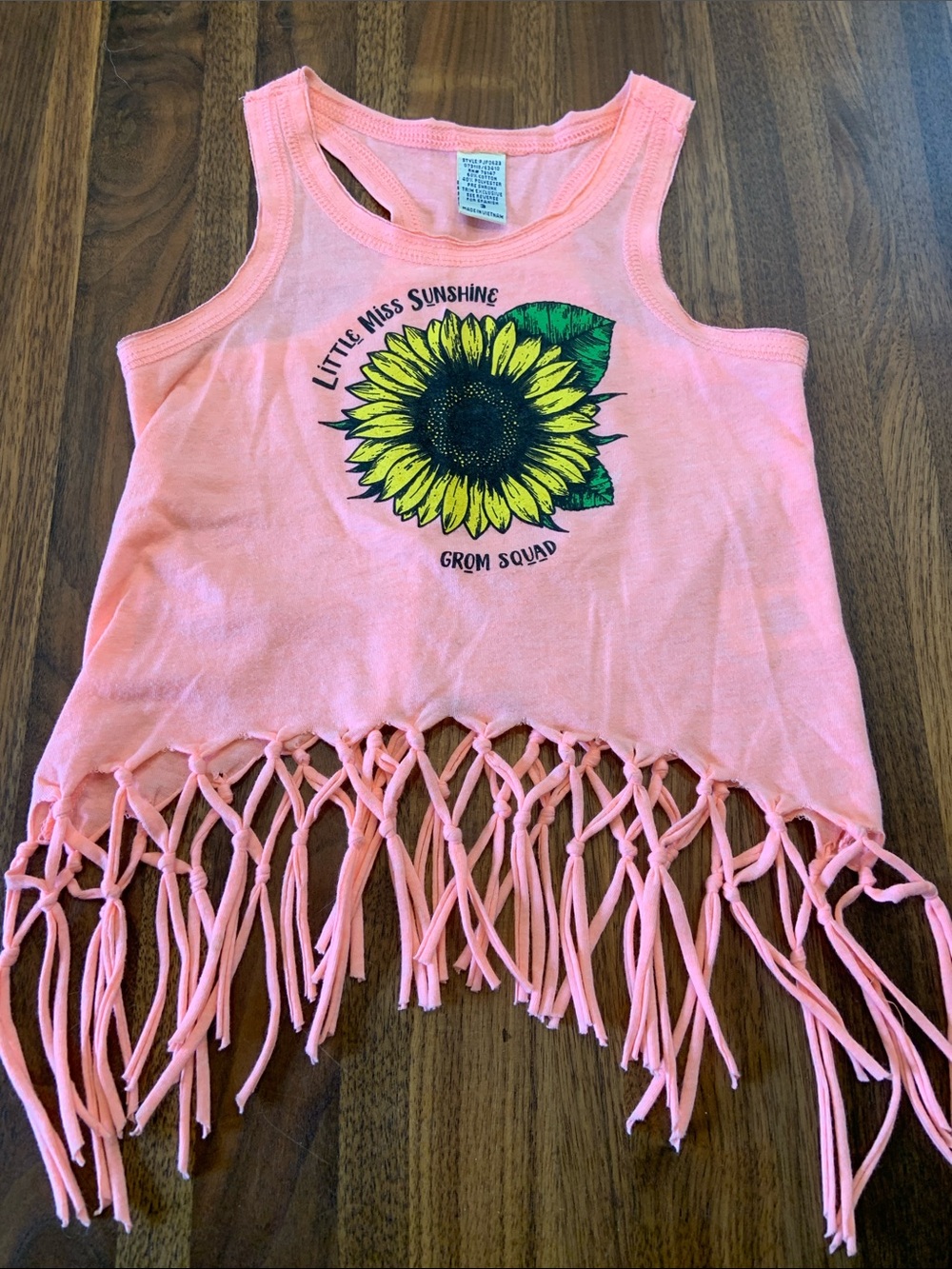 Grom Squad Girls 3T - Pink Sunflower Fringe Tank Top - Little Miss Sunshine
